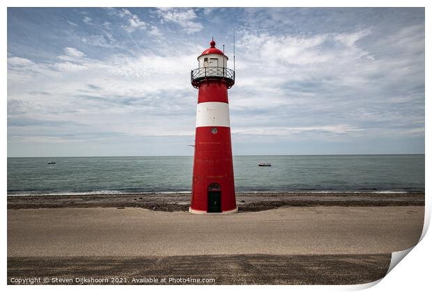 The red lighthouse in the Netherlands Print by Steven Dijkshoorn