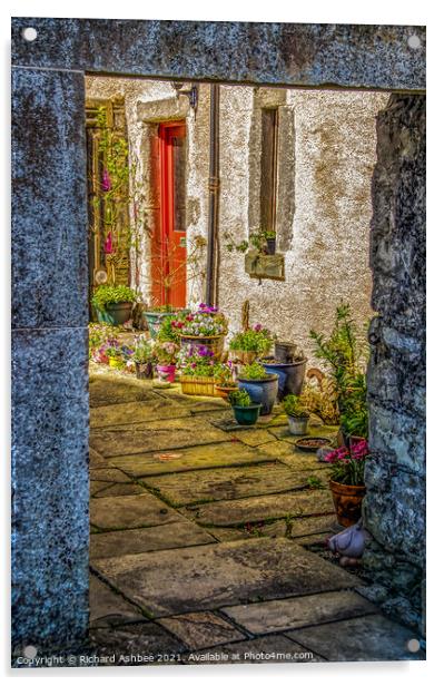 Lerwick, shetland courtyard and garden Acrylic by Richard Ashbee