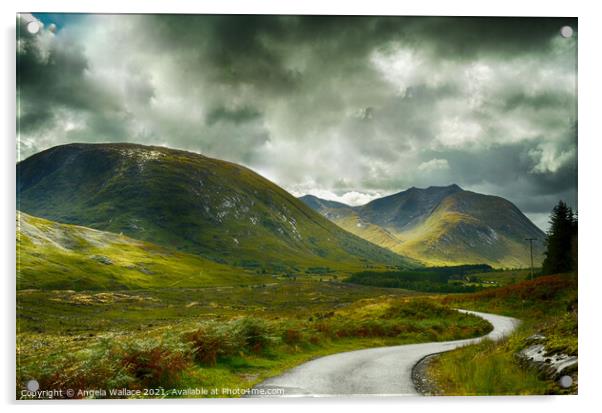 The road to Glen Etive 2 Acrylic by Angela Wallace