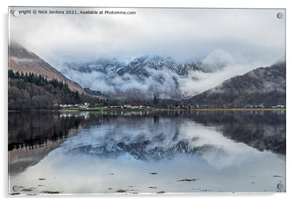 Loch Leven Reflections near Glencoe February Winte Acrylic by Nick Jenkins