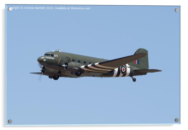 The Battle Of Britain Memorial Flight C-47 Dakota ZA947 Acrylic by Andrew Bartlett