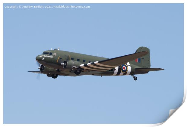 The Battle Of Britain Memorial Flight C-47 Dakota ZA947 Print by Andrew Bartlett