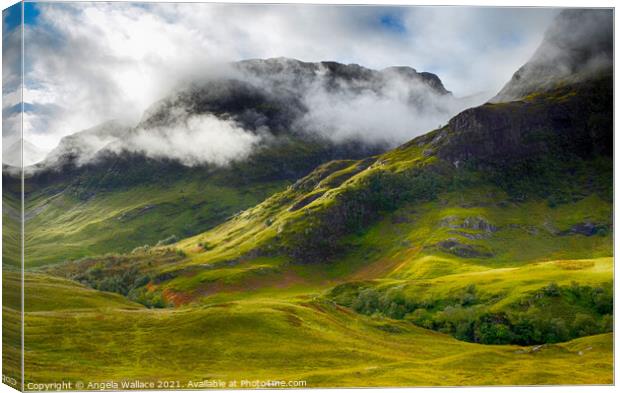 Moody Mountains  at Glen Etive Canvas Print by Angela Wallace