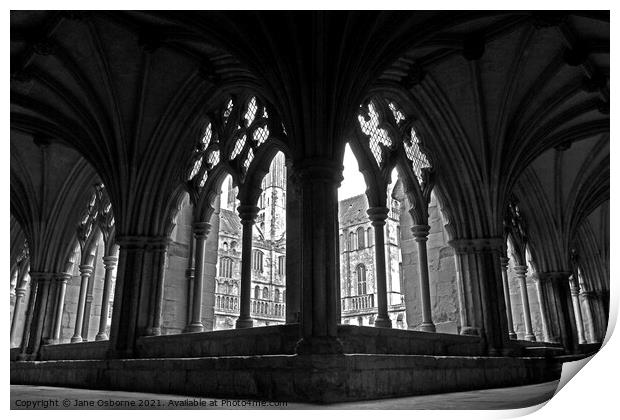 Norwich Cathedral Cloisters Print by Jane Osborne