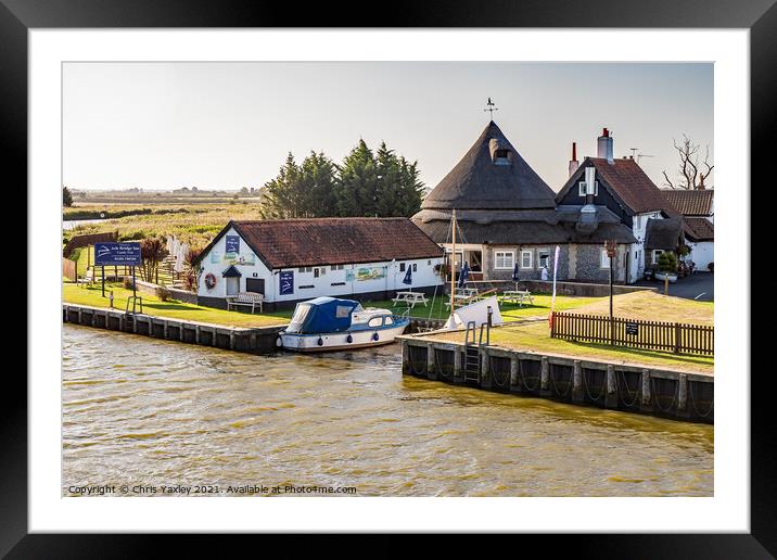 Acle Bridge pub on the Norfolk Broads Framed Mounted Print by Chris Yaxley