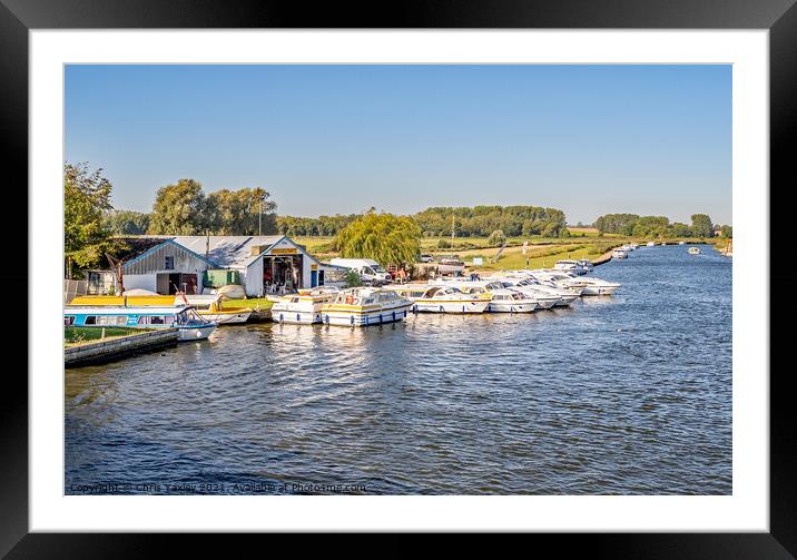 Norfolk Broads boat hire in Acle Framed Mounted Print by Chris Yaxley