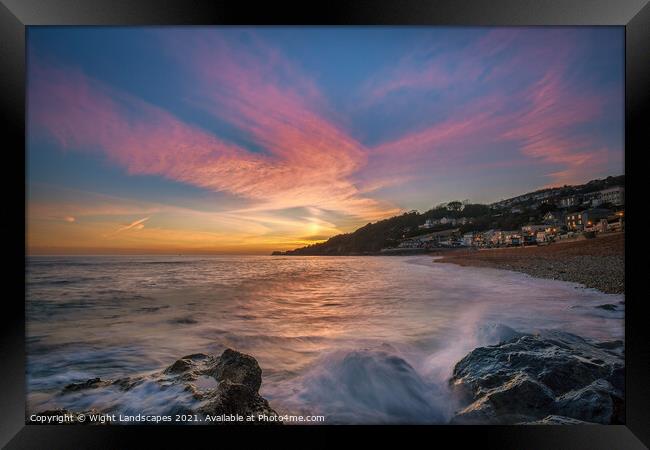 Ventnor Beach Sunset Isle Of Wight Framed Print by Wight Landscapes