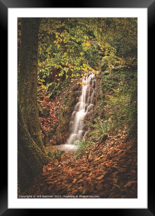 Ninesprings Waterfall  Framed Mounted Print by Will Badman