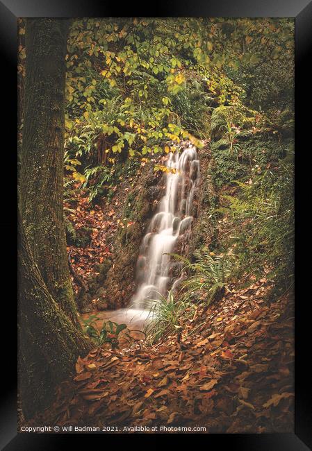 Ninesprings Waterfall  Framed Print by Will Badman