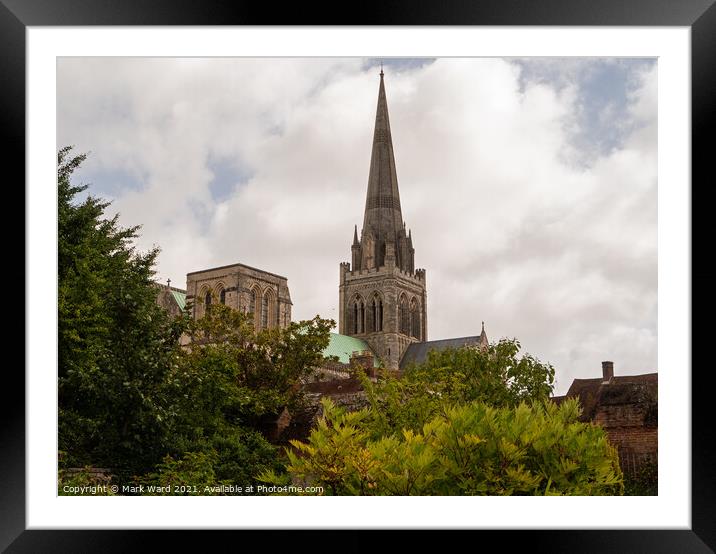 Chichester Cathedral  from the Bishops Palace Gardens. Framed Mounted Print by Mark Ward