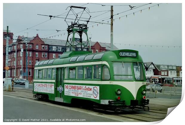 Blackpool tram to Cleveleys Print by David Mather