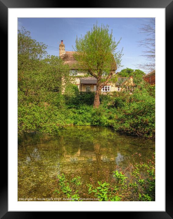 Enchanting Thatched Cottage by Wildlife Pond Framed Mounted Print by Nicola Clark