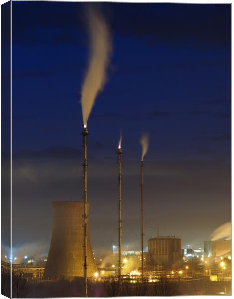 Petrochemical Industry at night. Canvas Print by Tommy Dickson