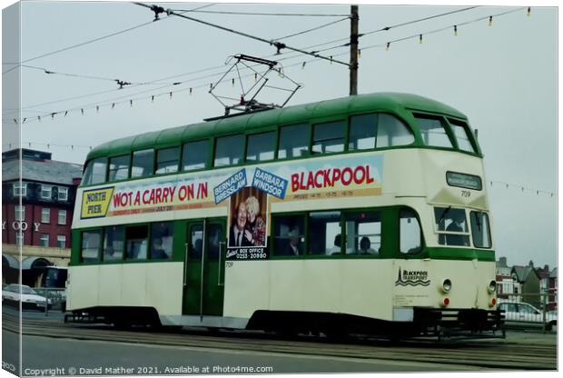 Heritage Blackpool tram Canvas Print by David Mather