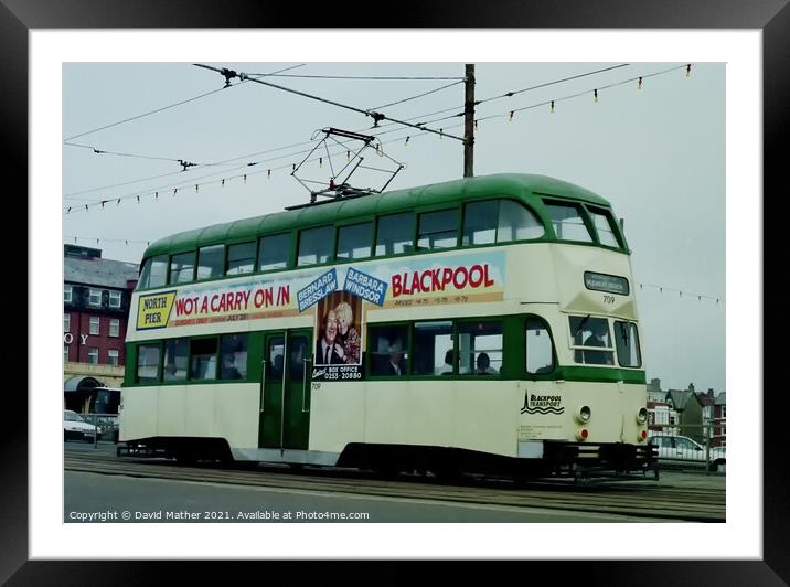 Heritage Blackpool tram Framed Mounted Print by David Mather