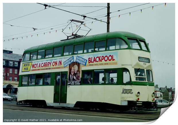 Heritage Blackpool tram Print by David Mather