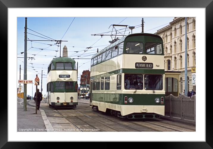 Blackpool promenade and trams Framed Mounted Print by David Mather