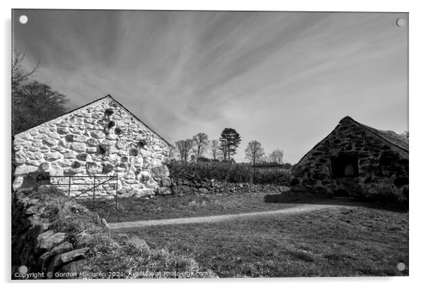 Stone dwellings at St Fagans Acrylic by Gordon Maclaren