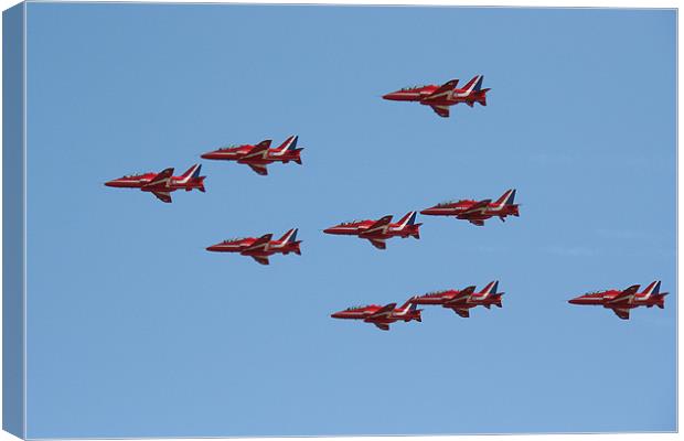 Red Arrows Full Group Canvas Print by Dan Davidson