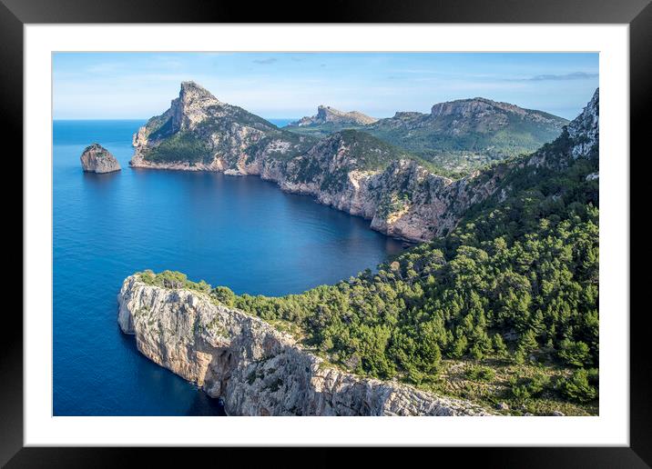 View point at Cap de Formentor Framed Mounted Print by Perry Johnson
