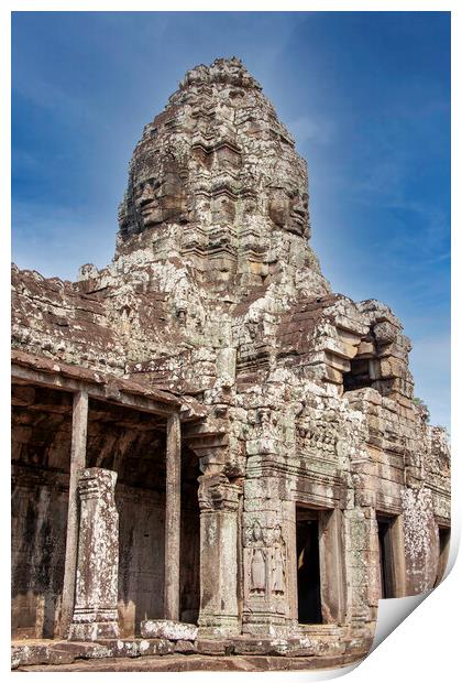 Temple at Angkor Wat Print by Perry Johnson