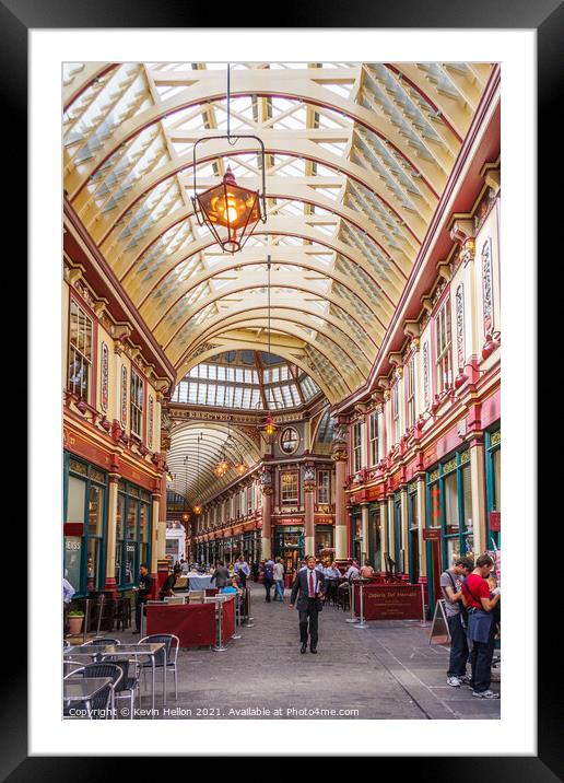 People shopping and walking in Leadenhall Market Framed Mounted Print by Kevin Hellon