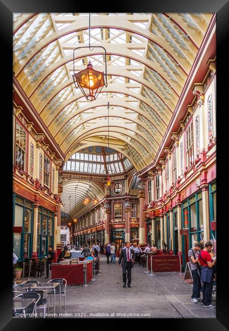 People shopping and walking in Leadenhall Market Framed Print by Kevin Hellon