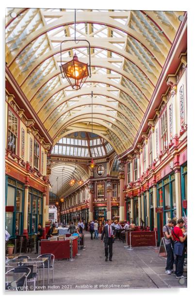 People shopping and walking in Leadenhall Market Acrylic by Kevin Hellon