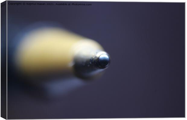 Macro photo of ballpoint pen tip with dark grey background. Canvas Print by Photo Chowk