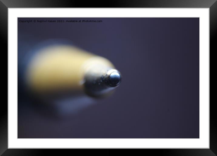 Macro photo of ballpoint pen tip with dark grey background. Framed Mounted Print by Photo Chowk