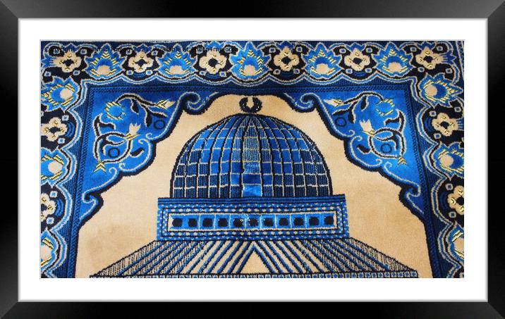 High angle view of lovely prayer mat or prayer rug for Muslims Framed Mounted Print by Photo Chowk