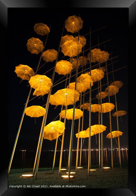  The Famous Umbrella Sculpture in Thessaloniki, Gr Framed Print by Nic Croad