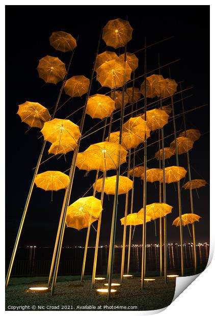  The Famous Umbrella Sculpture in Thessaloniki, Gr Print by Nic Croad
