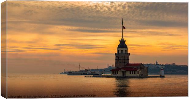 Maiden's Tower (Kız Kulesi) on a sunset. Istanbul. Turkey Canvas Print by Sergey Fedoskin