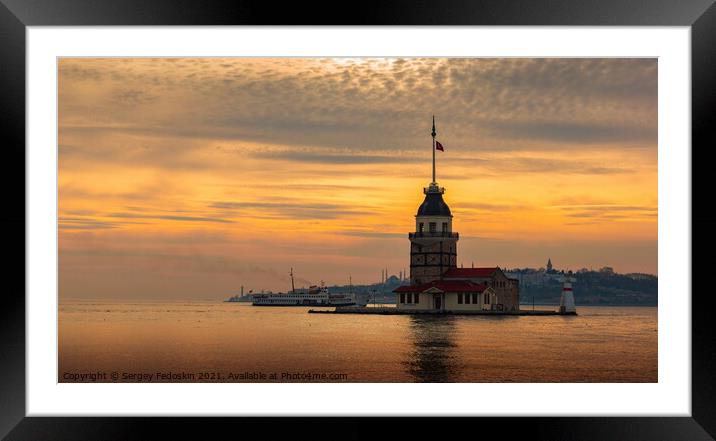 Maiden's Tower (Kız Kulesi) on a sunset. Istanbul. Turkey Framed Mounted Print by Sergey Fedoskin