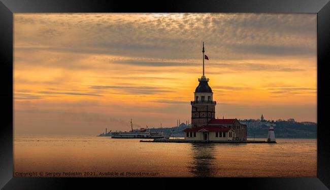 Maiden's Tower (Kız Kulesi) on a sunset. Istanbul. Turkey Framed Print by Sergey Fedoskin