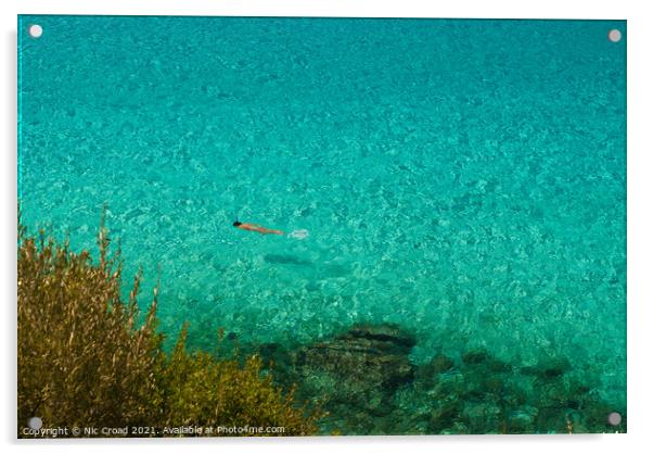 Swimming in the crystal clear sea, Halkidiki, Gree Acrylic by Nic Croad