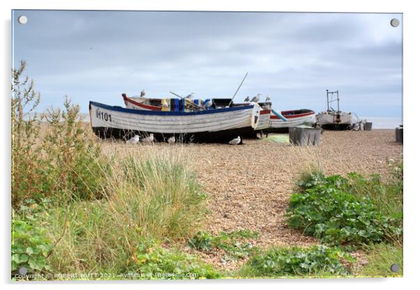 Fishing Boats Aldeburgh Beach Acrylic by ROBERT HUTT