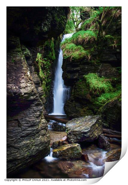 Secret waterfall in the lake district 282 Print by PHILIP CHALK
