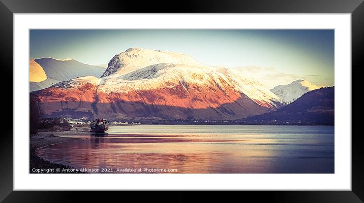 A view across the Loch Framed Mounted Print by Antony Atkinson