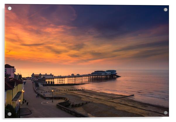 Cromer pier at sunset. Acrylic by Bill Allsopp