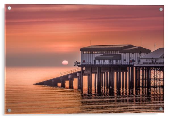 Cromer pier lifeboat station. Acrylic by Bill Allsopp