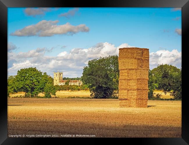 Tall Haystack at Skipwith Framed Print by Angela Cottingham