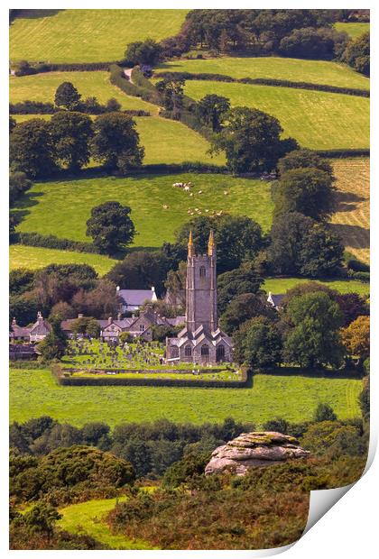 Widecombe-in-the-Moor. Print by Bill Allsopp