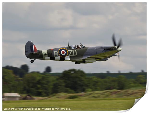 Low level RAF Spitfire Print by Keith Campbell