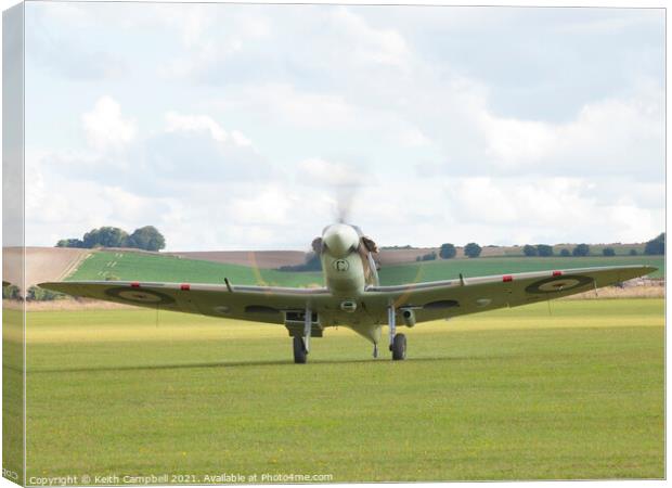RAF Spitfire taxiing Canvas Print by Keith Campbell