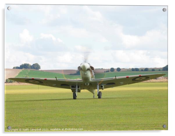 RAF Spitfire taxiing Acrylic by Keith Campbell
