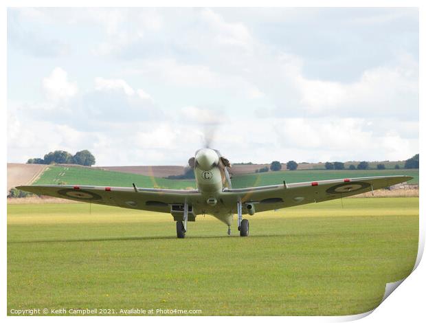 RAF Spitfire taxiing Print by Keith Campbell