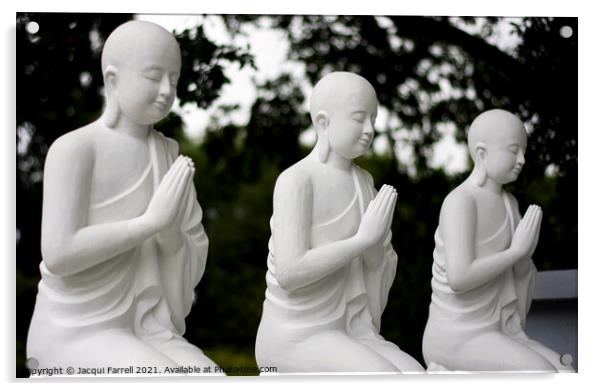 Buddhist Statues  Acrylic by Jacqui Farrell