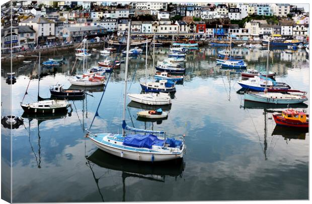 The harbour with Brixham to the rear Canvas Print by Frank Irwin
